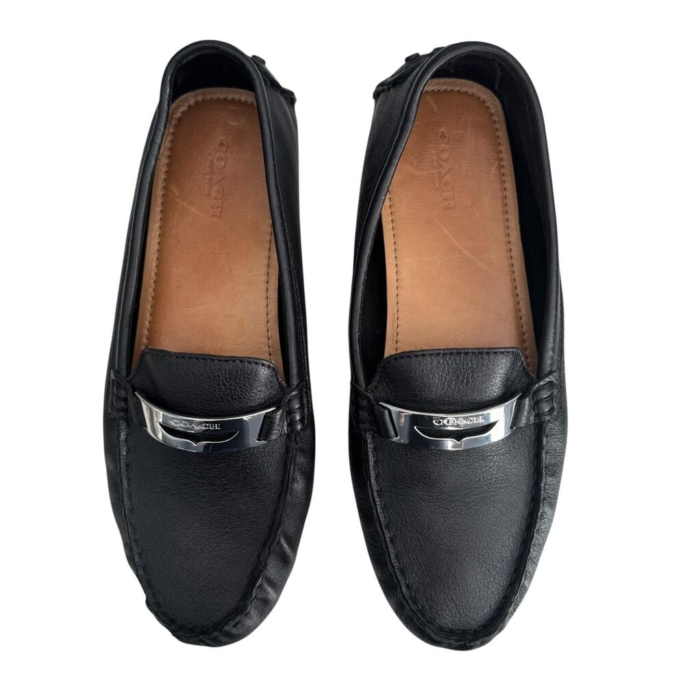 Coach Nola Shoes Womens Size 8.5B Black Leather Driving Loafers Slip On